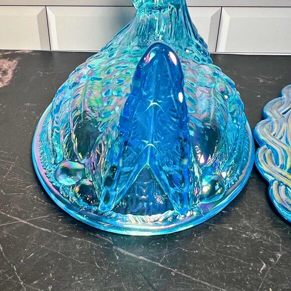 Mosser Buffet Blue Carnival Hen on Nest *GLOWS* - Picture 5 of 8